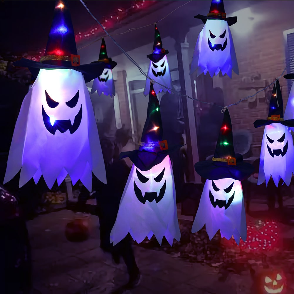 Halloween spookdecoratie met verlichting, ophangbaar met LED-lichtsnoer voor feestdecoratie