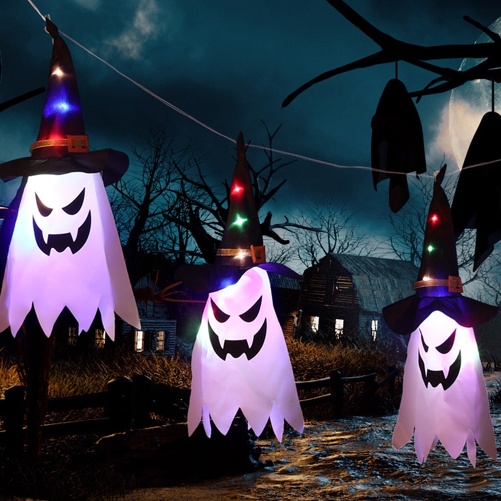 Halloween spookdecoratie met verlichting, ophangbaar met LED-lichtsnoer voor feestdecoratie