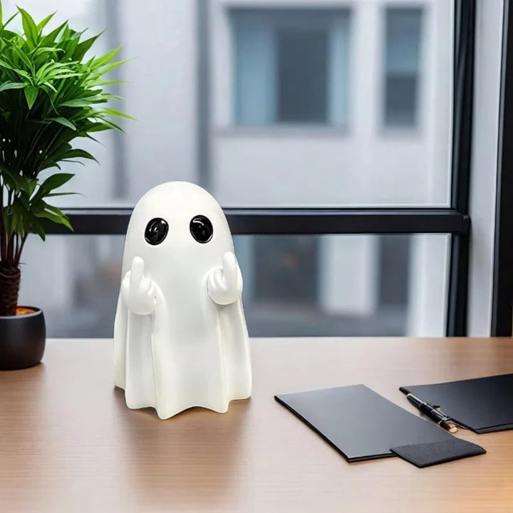 Halloween spookdecoratie beeldje met middelvingergebaar tafelstandbeeld voor feest