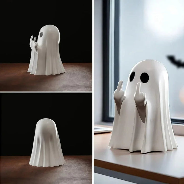 Halloween spookdecoratie beeldje met middelvingergebaar tafelstandbeeld voor feest