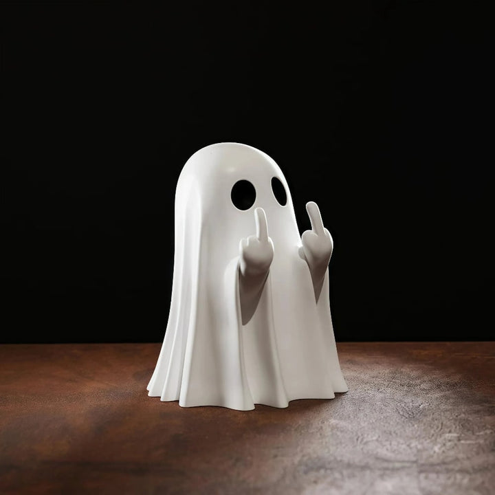Halloween spookdecoratie beeldje met middelvingergebaar tafelstandbeeld voor feest