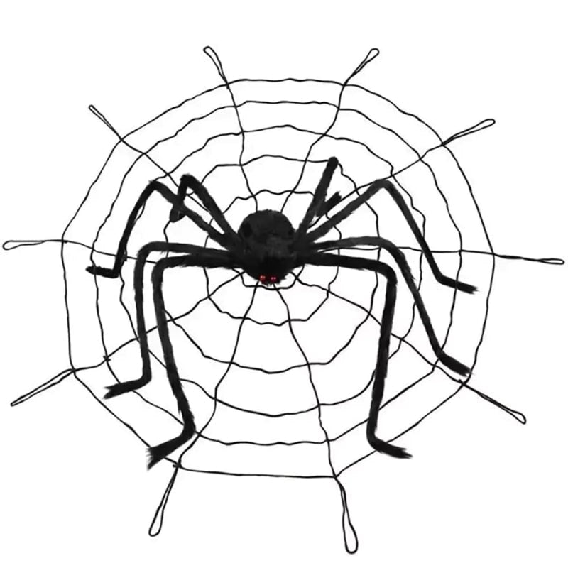 Halloween reuzenspin decoratie met web en buigbare poten voor tuin buiten