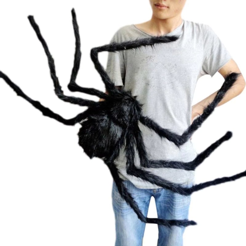 Halloween reuzenspin decoratie met web en buigbare poten voor tuin buiten