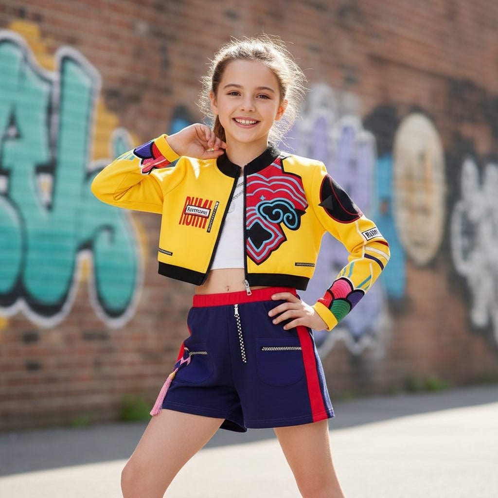 Halloween hiphop-danskostuum met crop top, short en joggingbroek voor optredens en feesten