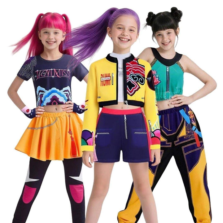 Halloween hiphop-danskostuum met crop top, short en joggingbroek voor optredens en feesten