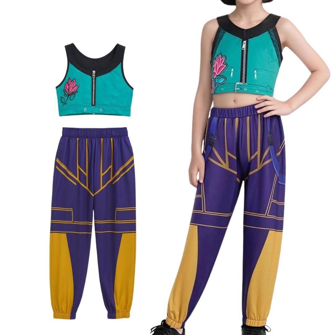 Halloween hiphop-danskostuum met crop top, short en joggingbroek voor optredens en feesten