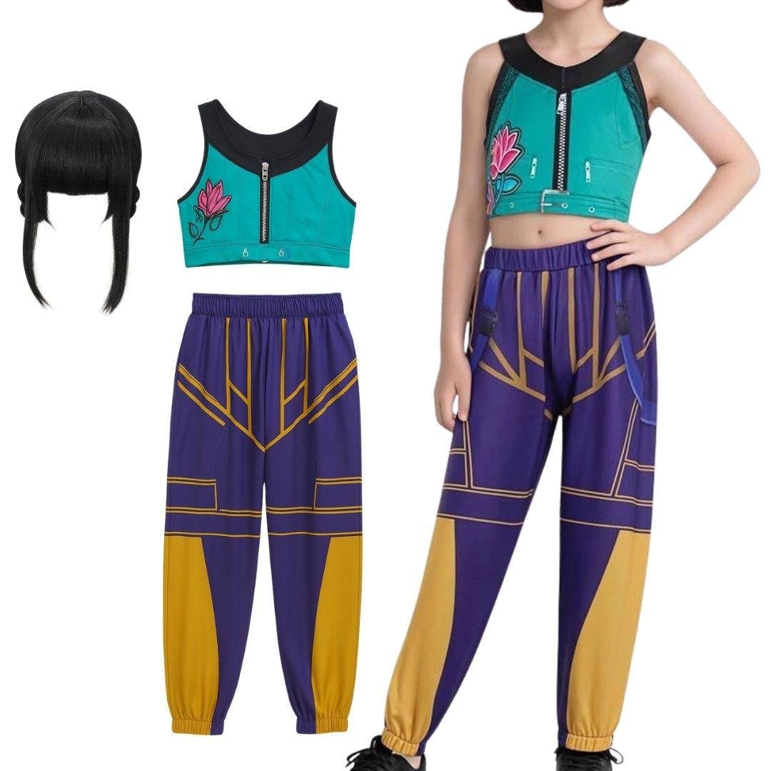 Halloween hiphop-danskostuum met crop top, short en joggingbroek voor optredens en feesten