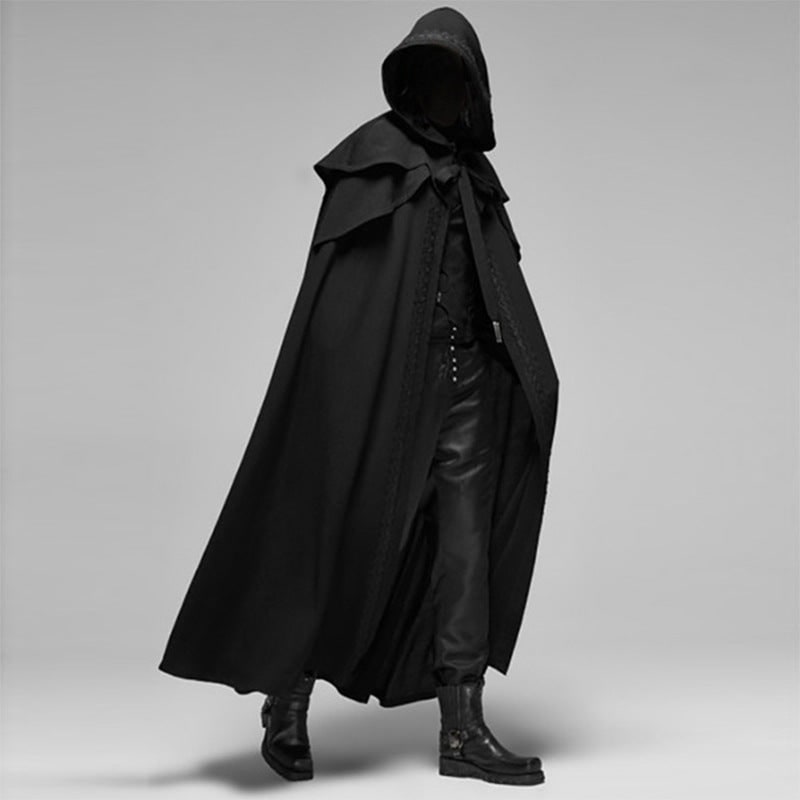 Halloween-cape met capuchon en schoudercape met decoratieve afwerking voor gothic kostuumfeest