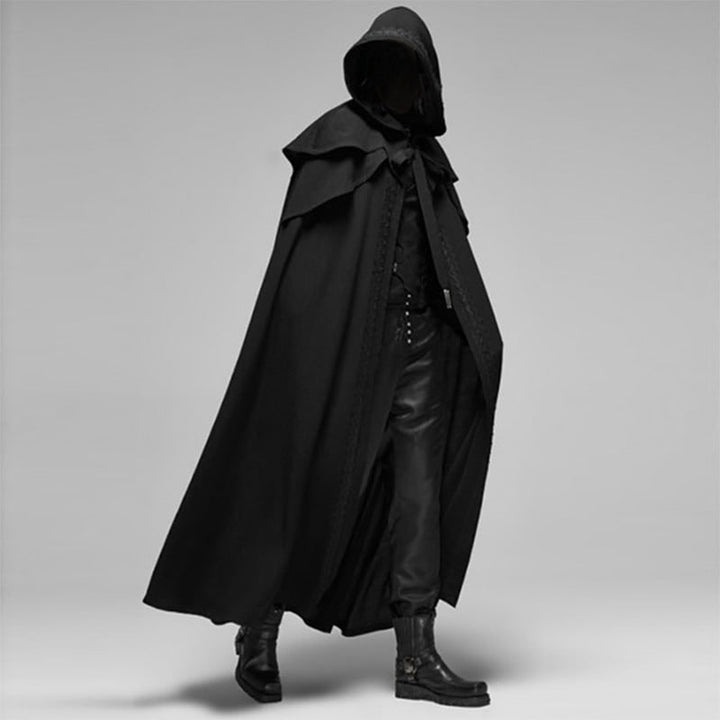Halloween-cape met capuchon en schoudercape met decoratieve afwerking voor gothic kostuumfeest