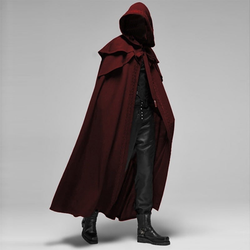 Halloween-cape met capuchon en schoudercape met decoratieve afwerking voor gothic kostuumfeest