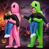 Opblaasbaar Halloween-alienkostuum met bungelende benen en luchtblazer