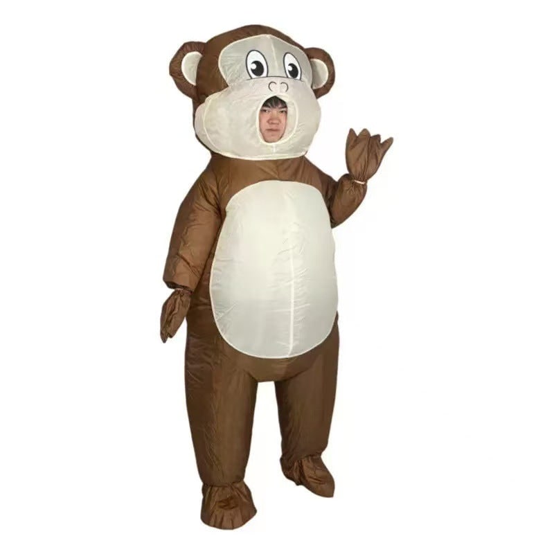 Halloween opblaasbaar kostuum, grappig dierenpak voor het hele lichaam met doorzichtig kijkvenster