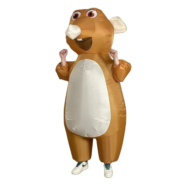 Halloween opblaasbaar kostuum, grappig dierenpak voor het hele lichaam met doorzichtig kijkvenster