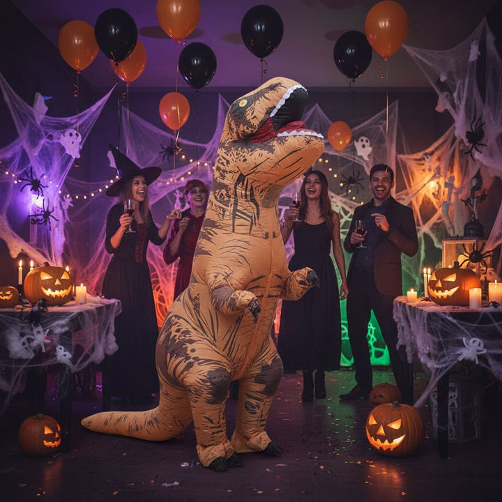 Halloween opblaasbaar dinosauruskostuum outfit pak met batterijventilator