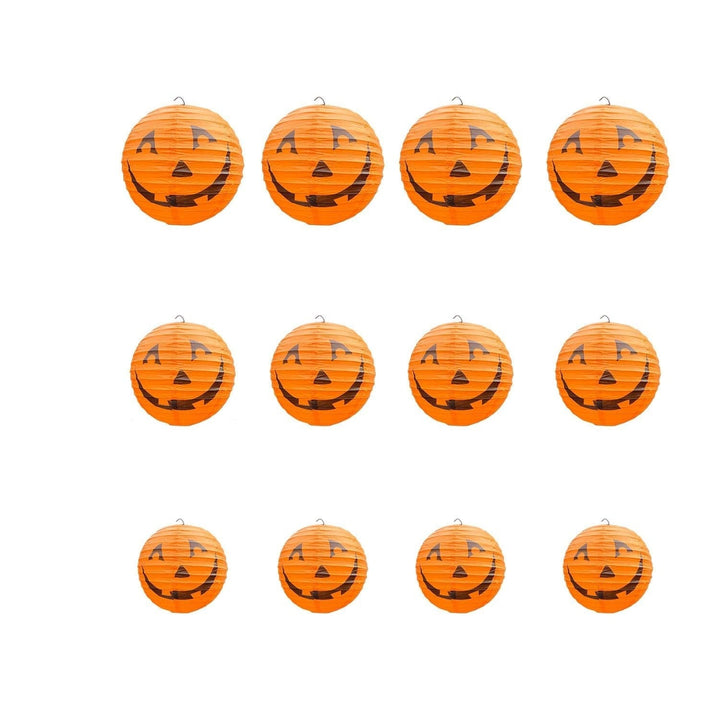 Halloween-pompoenlantaarn hangdecoratie van papier, set van 12