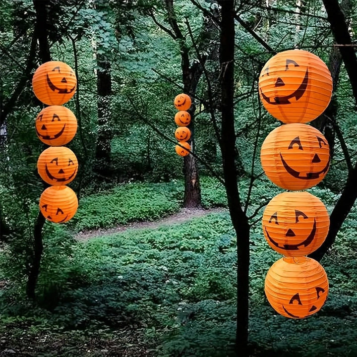 Halloween-pompoenlantaarn hangdecoratie van papier, set van 12