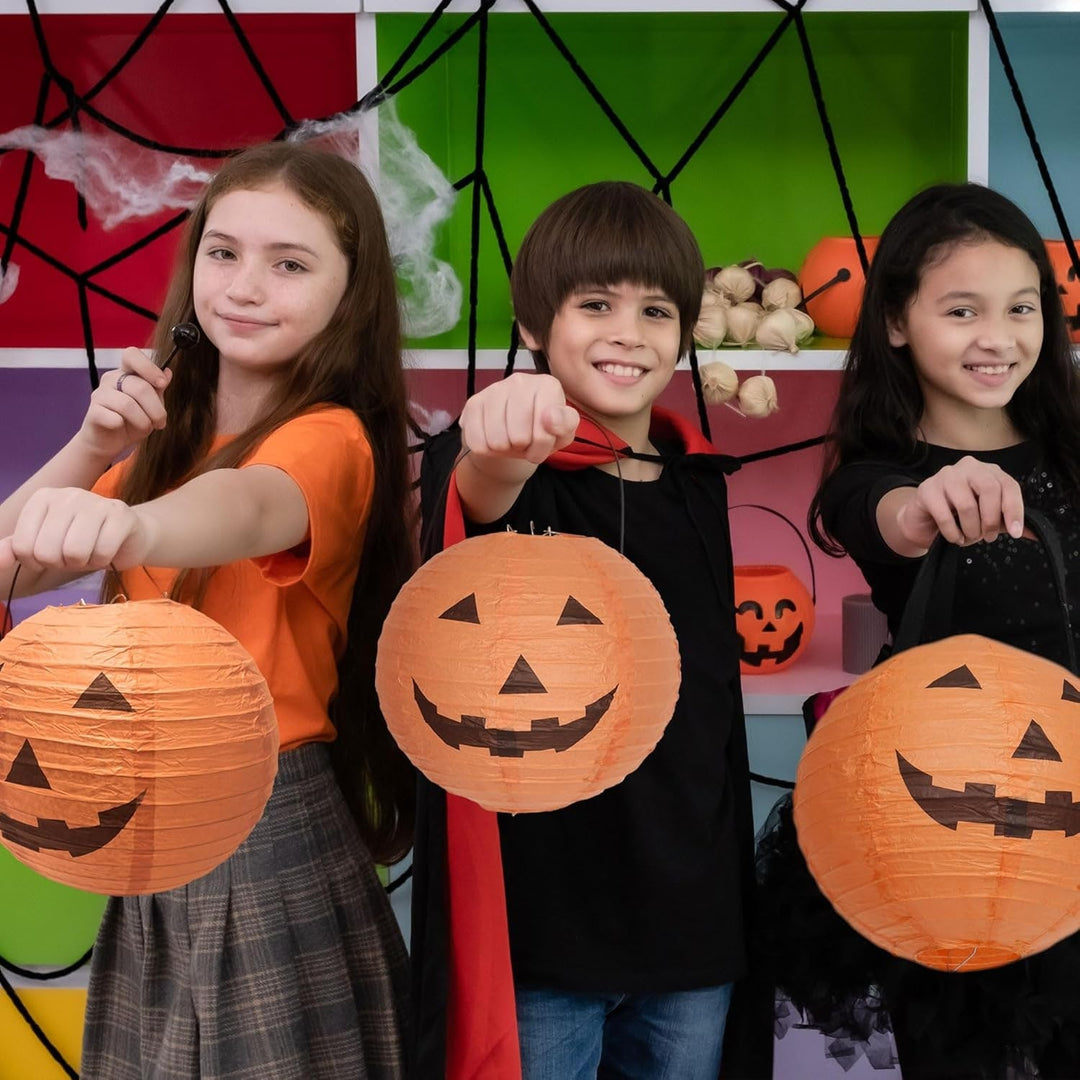 Halloween-pompoenlantaarn hangdecoratie van papier, set van 12