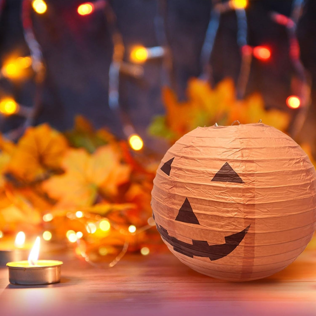 Halloween-pompoenlantaarn hangdecoratie van papier, set van 12