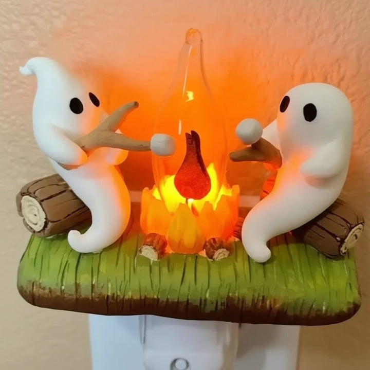 Halloween nachtlampje stekker spook kampvuur LED-decoratie voor kamer en feest