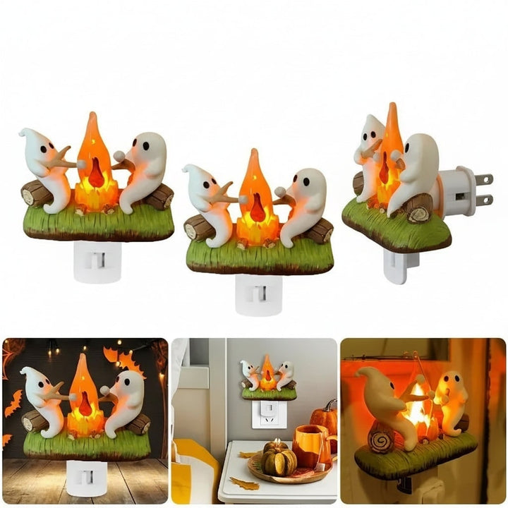 Halloween nachtlampje stekker spook kampvuur LED-decoratie voor kamer en feest