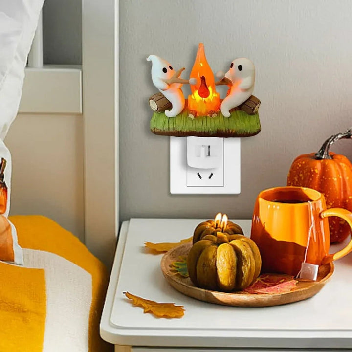 Halloween nachtlampje stekker spook kampvuur LED-decoratie voor kamer en feest
