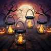 Halloween solar hanglantaarn voor buiten met flikkerend vlameffect en oplaadbaar via USB-C