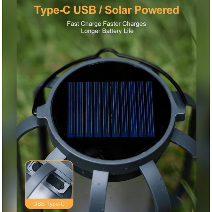 Halloween solar hanglantaarn voor buiten met flikkerend vlameffect en oplaadbaar via USB-C