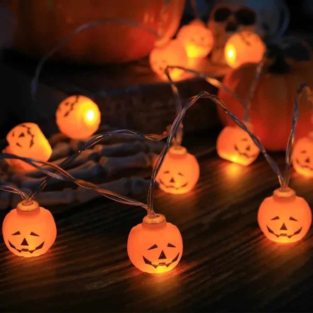 Halloween buitenlichtsnoer LED op batterijen voor terras feestdecoratie