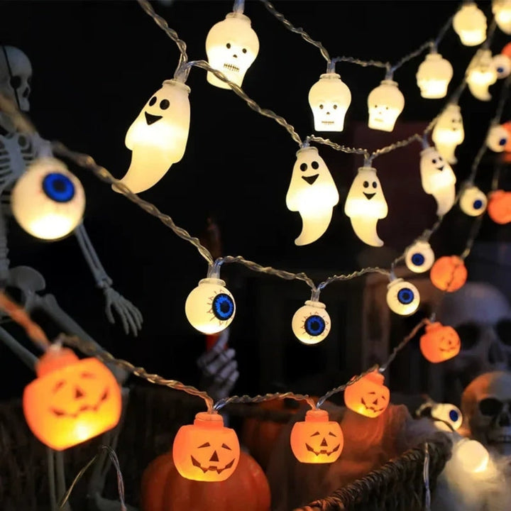 Halloween buitenlichtsnoer LED op batterijen voor terras feestdecoratie