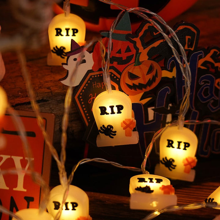 Halloween lichtsnoer voor buiten op batterijen met LED voor patio- en tuindecoratie