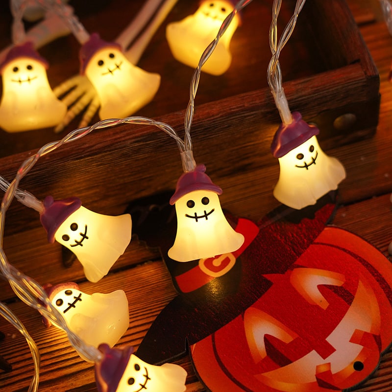 Halloween lichtsnoer voor buiten op batterijen met LED voor patio- en tuindecoratie