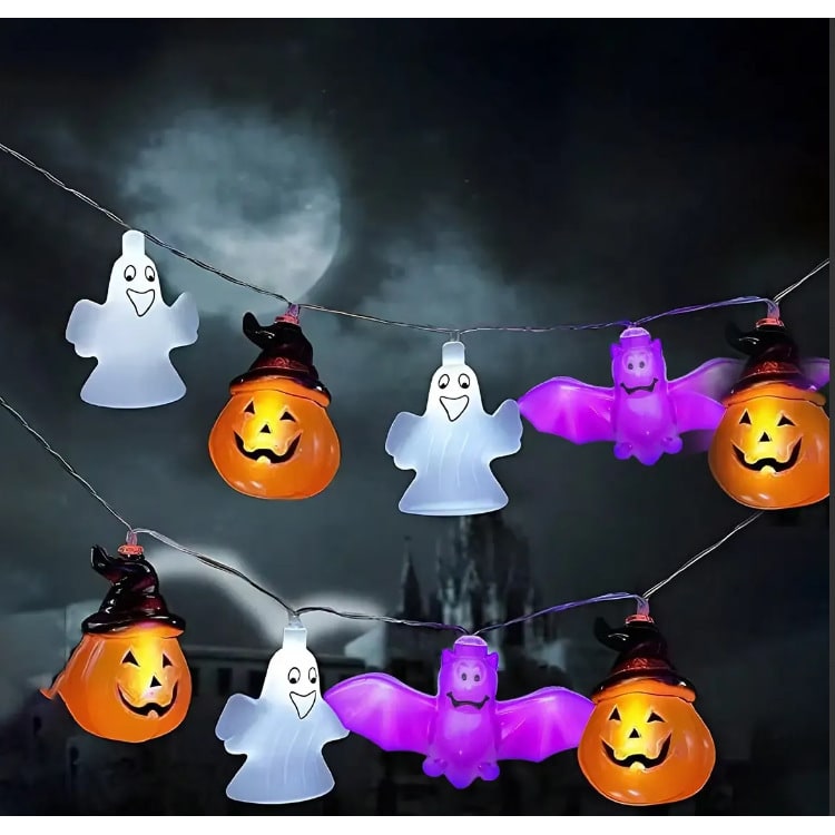 Halloween lichtsnoer voor buiten op batterijen met LED voor patio- en tuindecoratie