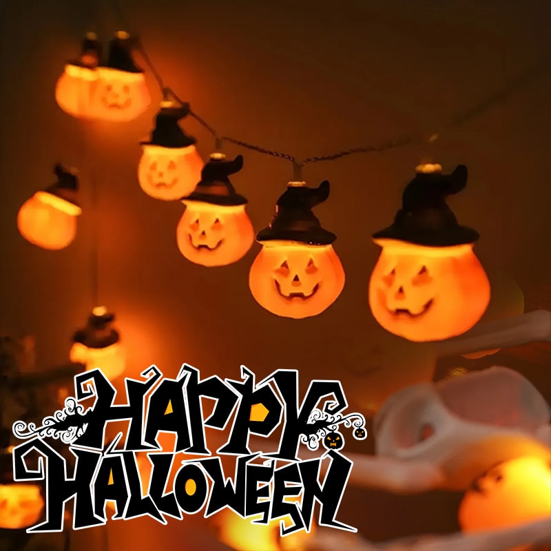 Halloween lichtsnoer voor buiten op batterijen met LED voor patio- en tuindecoratie