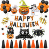 Halloween feestballonnen met folieletters, vleermuis, pompoen en spin, decoratieset