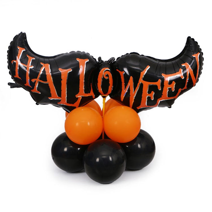 Halloween feestballonnen met folieletters, vleermuis, pompoen en spin, decoratieset