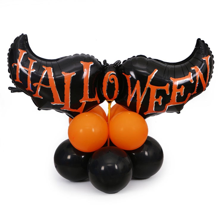 Halloween feestballonnen met folieletters, vleermuis, pompoen en spin, decoratieset