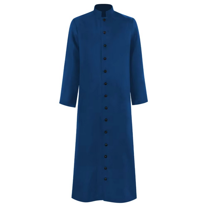 Halloween priesterkostuum, soutane met knopen aan de voorkant voor geestelijkenoutfit