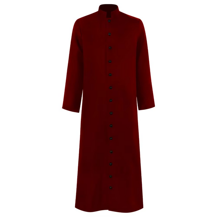 Halloween priesterkostuum, soutane met knopen aan de voorkant voor geestelijkenoutfit