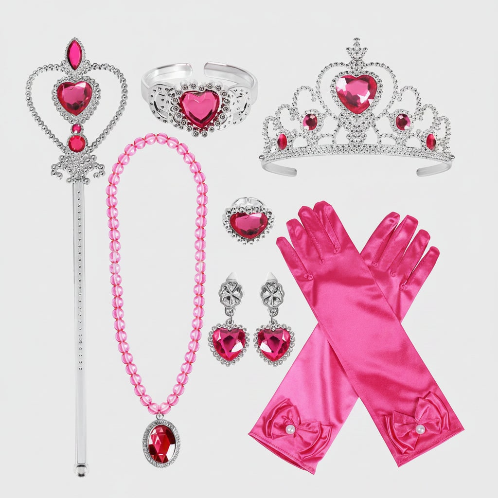 Halloween prinsessenjurk verkleedset en gouden sprookjesboek prinses kostuumaccessoires set met tiara en handschoenen