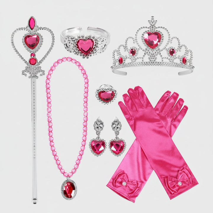 Halloween prinsessenjurk verkleedset en gouden sprookjesboek prinses kostuumaccessoires set met tiara en handschoenen