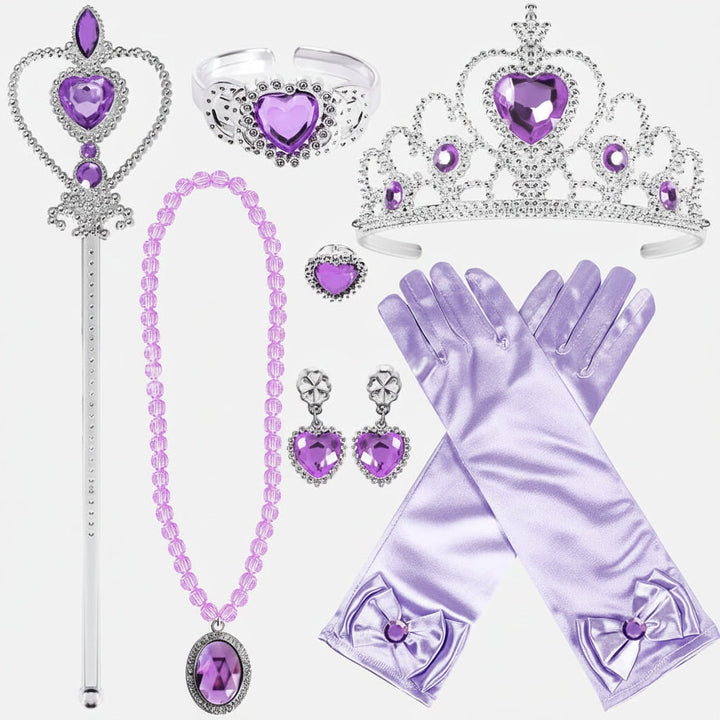 Halloween prinsessenjurk verkleedset en gouden sprookjesboek prinses kostuumaccessoires set met tiara en handschoenen