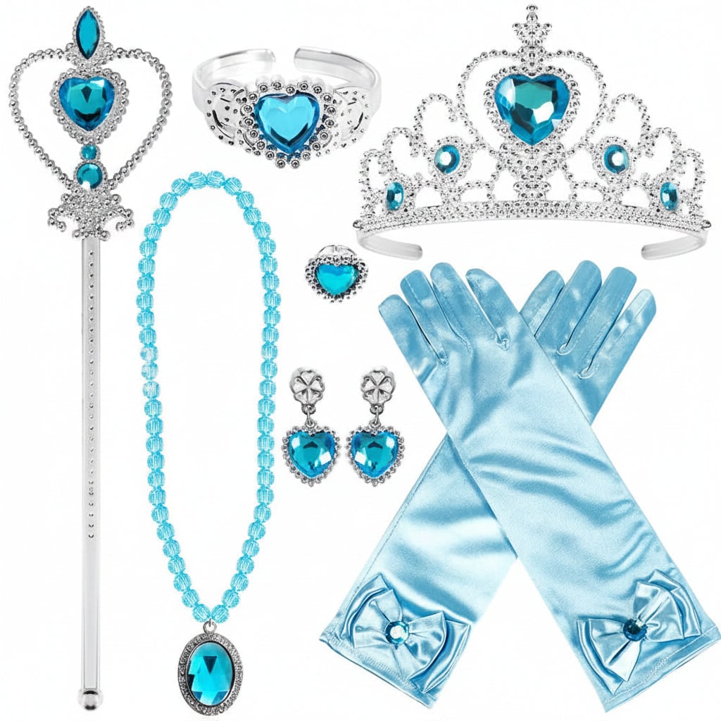 Halloween prinsessenjurk verkleedset en gouden sprookjesboek prinses kostuumaccessoires set met tiara en handschoenen