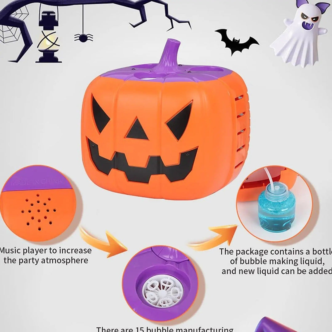 Halloween-pompoen-bellenblaasmachine met ledverlichting en automatische blazer voor feest en buitendecoratie