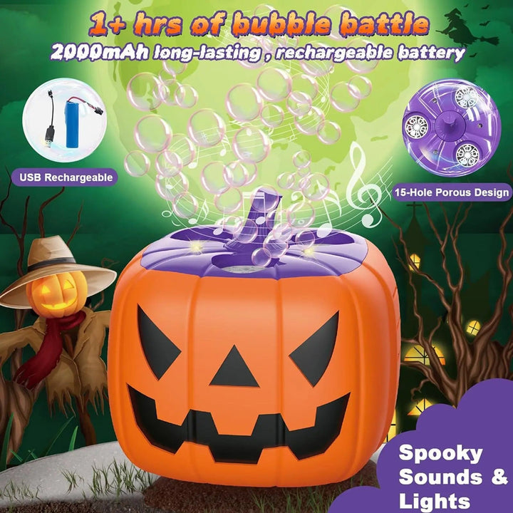 Halloween-pompoen-bellenblaasmachine met ledverlichting en automatische blazer voor feest en buitendecoratie