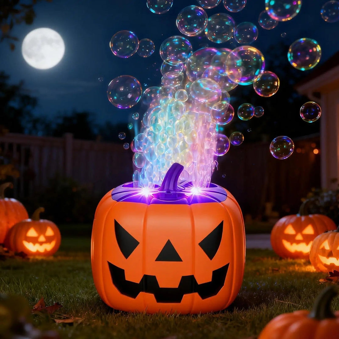 Halloween-pompoen-bellenblaasmachine met ledverlichting en automatische blazer voor feest en buitendecoratie