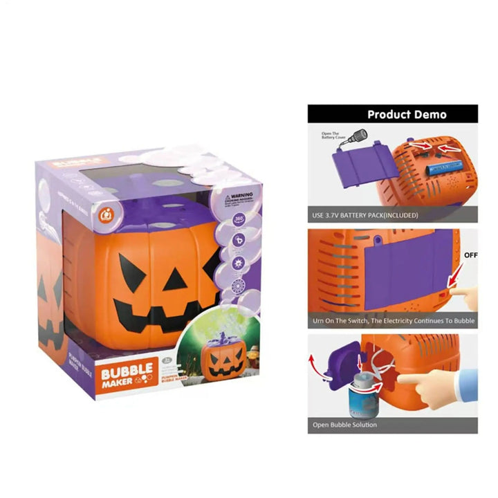 Halloween-pompoen-bellenblaasmachine met ledverlichting en automatische blazer voor feest en buitendecoratie