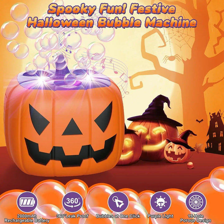 Halloween-pompoen-bellenblaasmachine met ledverlichting en automatische blazer voor feest en buitendecoratie