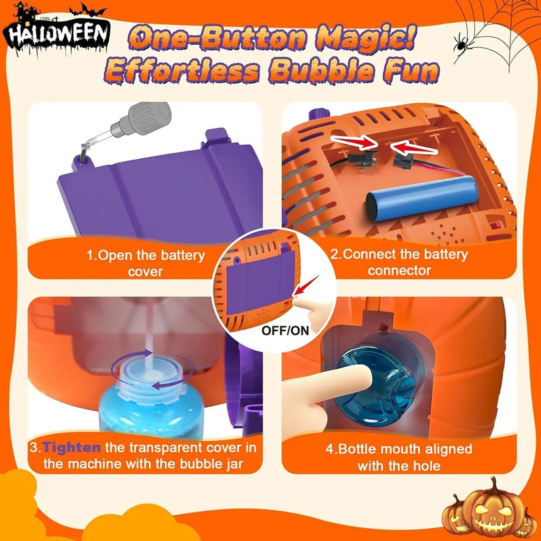 Halloween-pompoen-bellenblaasmachine met ledverlichting en automatische blazer voor feest en buitendecoratie