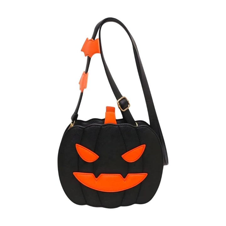 Halloween pompoentasje en handtas jack-o'-lantern crossbodytas met vleermuisaccenten