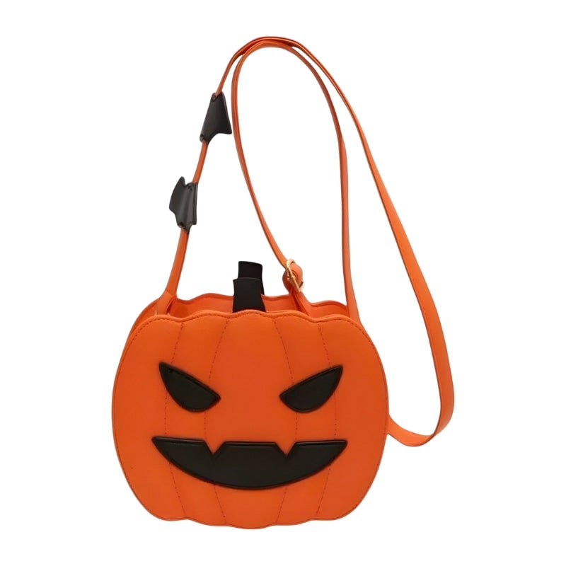 Halloween pompoentasje en handtas jack-o'-lantern crossbodytas met vleermuisaccenten